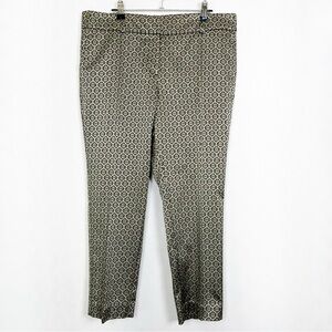 Ann Taylor Petite Black and Golf Damask Motif Cropped‎ Pants Size 10p